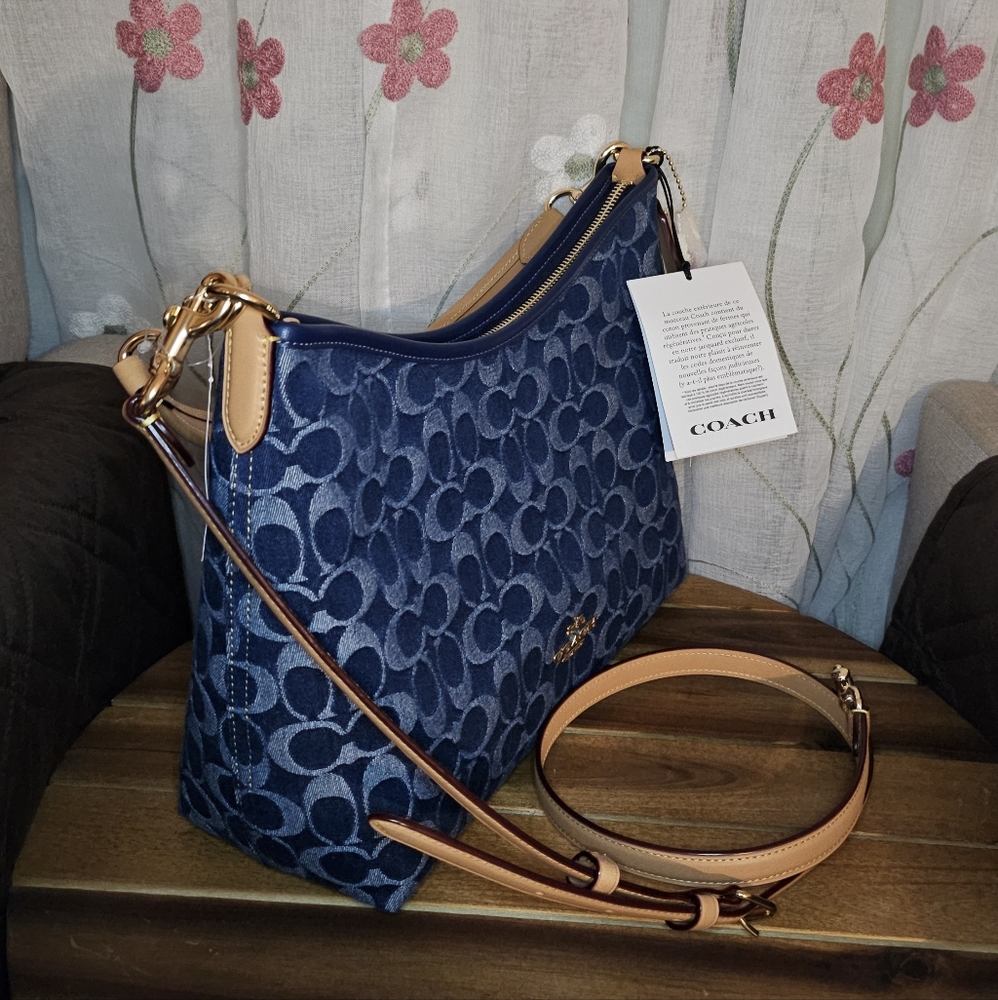 NEW! Coach Laurel Small in Signature Denim Shoulder Crossbody Bag - Picture 2 of 6